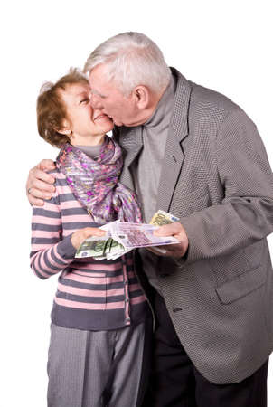 Senior Couple Isolated on a White Backgroundの写真素材