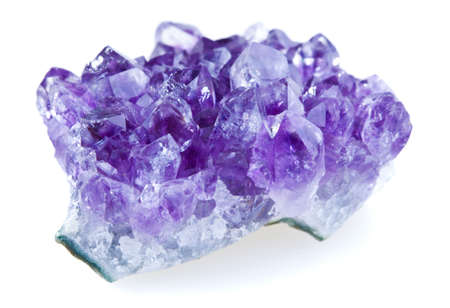 Amethyst crystals isolated on a white backgroundの写真素材