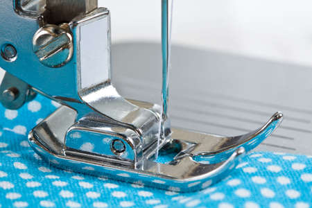 Close-up of sewing machine and fabricの写真素材