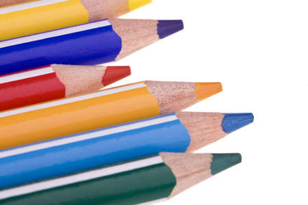 set of colored pencils isolated on white backgroundの写真素材