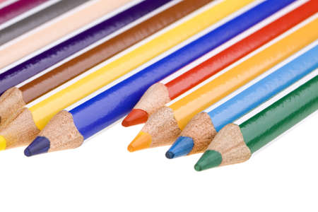 set of colored pencils isolated on white backgroundの写真素材