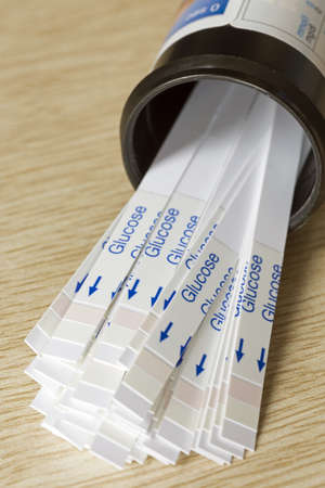 Bottle of Diabetes Indicator Strips For Blood Glucose Testingの写真素材