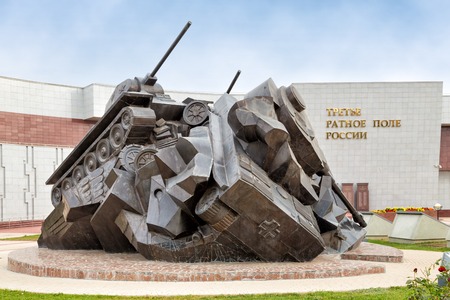 Prokhorovka, Russia - October 6, 2015: The sculptural composition Tank battle at Prokhorovka - Taran. Located Near a museum commemorating the battle.のeditorial素材