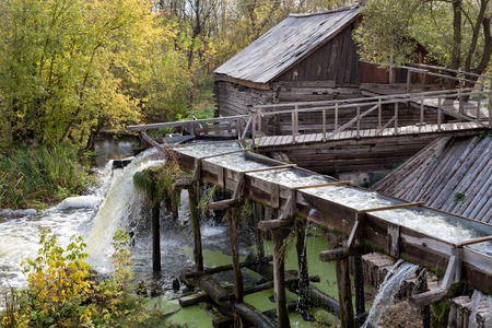 Ancient water mill from the village Krasnikovo. Kursk region. Russia. Built in 1861の写真素材