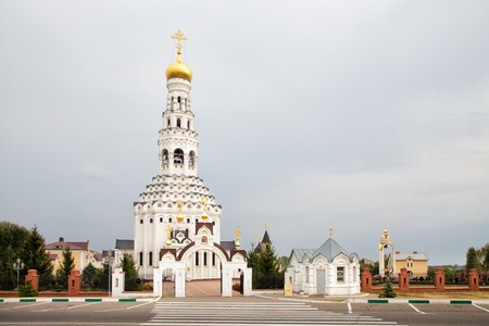 Prokhorovka, Russia - October 6, 2015: Church of the Holy Apostles Peter and Paul. Temple-monument to soldiers who died during a large-scale tank battle under Prokhorovka July 12, 1943, during the Battle of Kursk.のeditorial素材