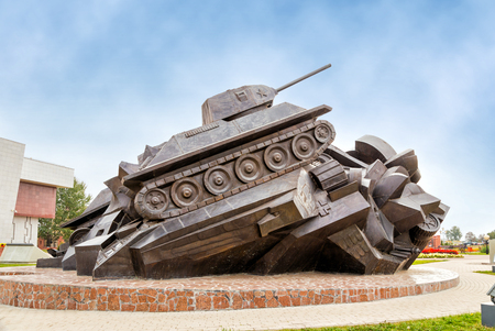 Prokhorovka, Russia - October 6, 2015: The sculptural composition Tank battle at Prokhorovka - Taran. Located Near a museum commemorating the battle.のeditorial素材