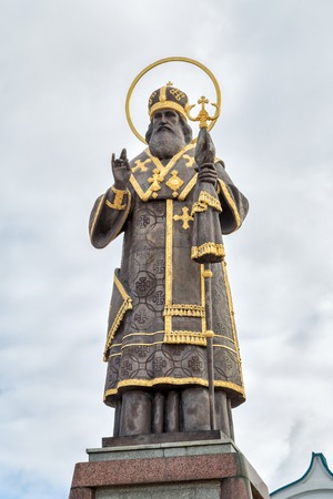 Zadonsk, Russia - October 9, 2015: Nativity of the Virgin Monastery. Monument to Holy Hierarch Tikhon of Zadonsk, Bishop Voronezhのeditorial素材