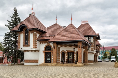 Zadonsk, Russia - October 9, 2015: The restaurant Castle Rose, stylized medieval castle