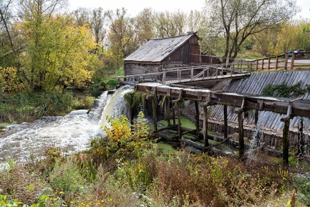 Ancient water mill from the village Krasnikovo. Kursk region. Russia. Built in 1861のeditorial素材