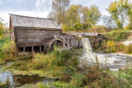 Ancient water mill from the village Krasnikovo. Kursk region. Russia. Built in 1861のeditorial素材