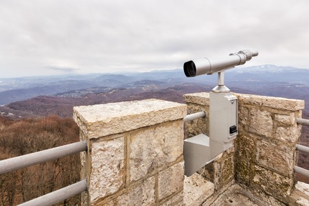 Stationary binoculars mounted on a mountain Akhun in Sochi. Russiaの写真素材