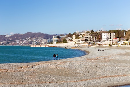 Sochi, Russia - February 9, 2016: The Black Sea in the month of February in Sochiのeditorial素材