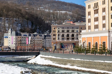 Sochi, Russia - February 10, 2016: Rosa Khutor Alpine Resort. Krasnaya Polyana, Krasnodar region,...
