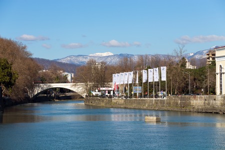 Sochi, Russia - February 9, 2016: The Sochi is a river in the city of Sochi in Krasnodar Krai, Russiaのeditorial素材