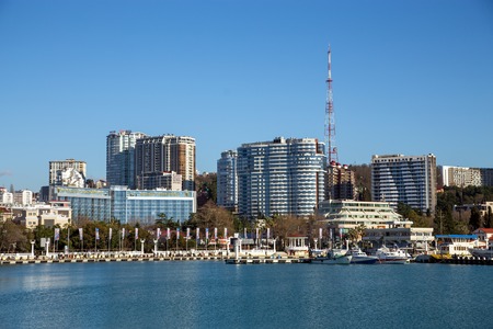 Sochi, Russia - February 9, 2016: Sochi, Russia - February 9, 2016: Modern architecture on the coast Black Sea in city Sochiのeditorial素材