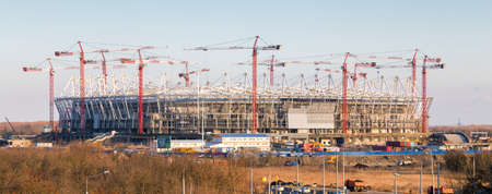 Rostov-on-Don, Russia - November 4, 2016: Construction of new football stadium for upcomming FIFA World Cup in 2018. Rostov-on-Don will be one of the host cities for the championship.のeditorial素材
