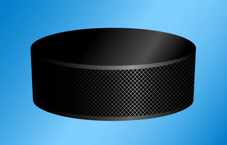 Hockey puck on a blue. Vector illustrationのイラスト素材