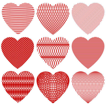 A set of Hearts for Valentine Day with different patterns. Vector illustrationのイラスト素材