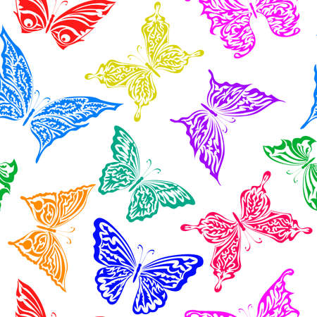 Seamless pattern with colorful butterflies. Vector illustrationのイラスト素材
