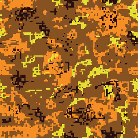 Seamless autumn camouflage of pixel pattern for army, hunting and other use. Vector illustration.のイラスト素材