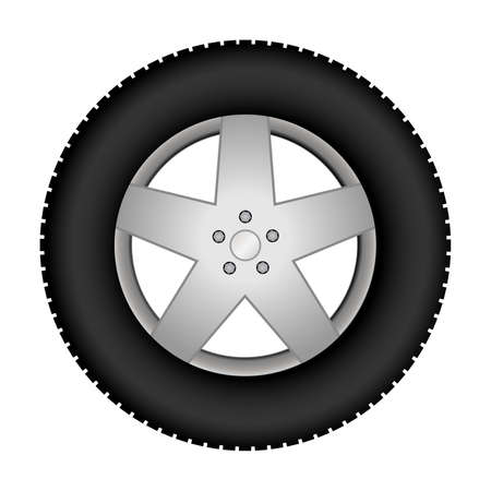 Car tire on an alloy wheel. Vector illustrationのイラスト素材