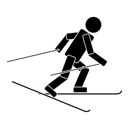 Ski race. Flat icon on white background. Vector illustrationのイラスト素材