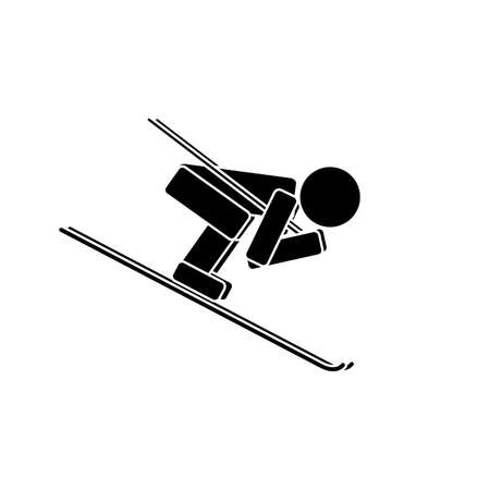 Speed skiing flat icon on white background vector illustration.のイラスト素材