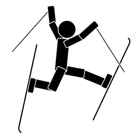 Freestyle skiing. Flat icon on white background. Vector illustrationのイラスト素材