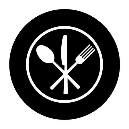 Fork, knife and spoon on plate background. Vector illustrationのイラスト素材