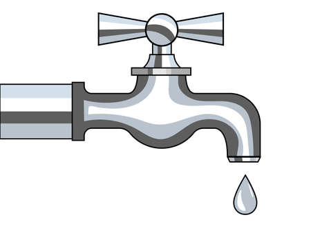 Water drips from the tap. Vector illustrationのイラスト素材