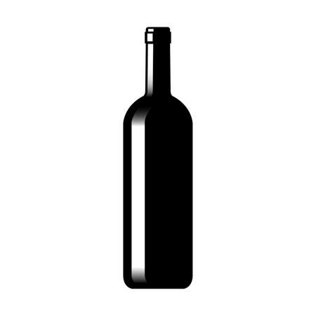 Silhouette of a glass wine bottle vector illustration.のイラスト素材