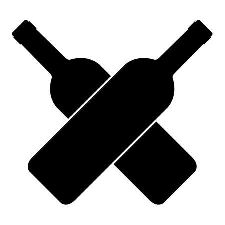 Two crossed wine bottles. Icon. Vector illustrationのイラスト素材
