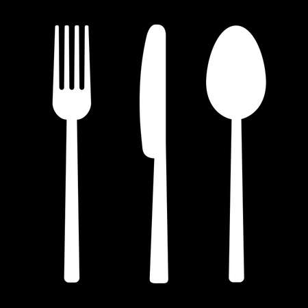 Knife, fork and spoon on white background. Vector illustrationのイラスト素材