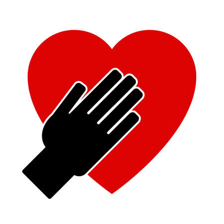 Hand on heart. Icon on a white background. Vector illustrationのイラスト素材