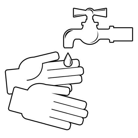 Washing hands. Icon on white background. Vector illustrationのイラスト素材