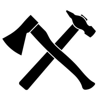Axe and hammer on a white background. Vector illustrationのイラスト素材