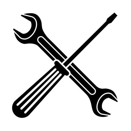Spanner and Screwdriver icon on white background. Vector illustrationのイラスト素材