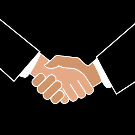 Business handshake. Icon on black background. Vector illustrationのイラスト素材