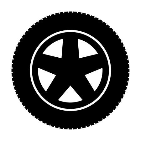 Car tire on an alloy wheel. Vector illustrationのイラスト素材