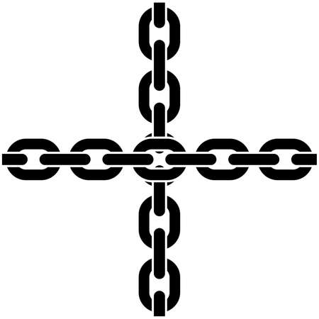 Two crossed chains on a white background. Vector illustrationのイラスト素材