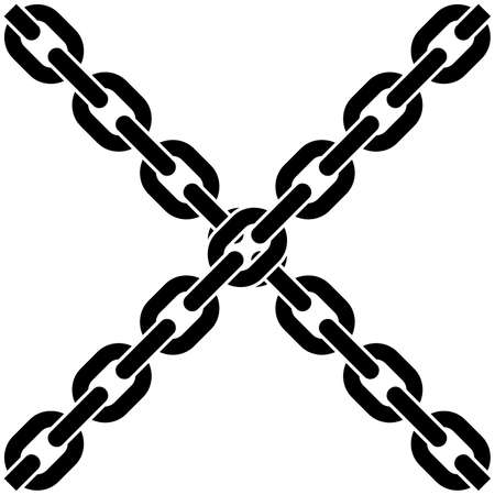 Two crossed chains on a white background. Vector illustrationのイラスト素材