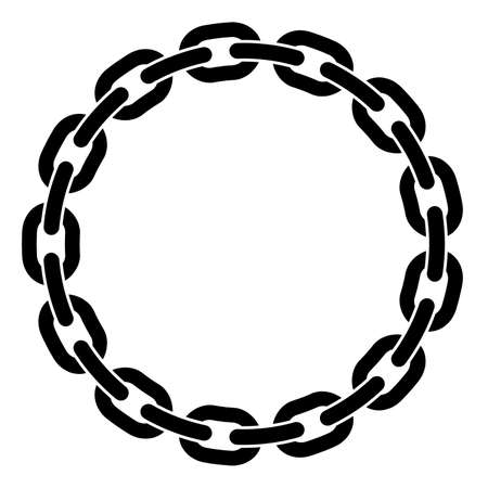 Round frame of chain on white background. Vector illustrationのイラスト素材