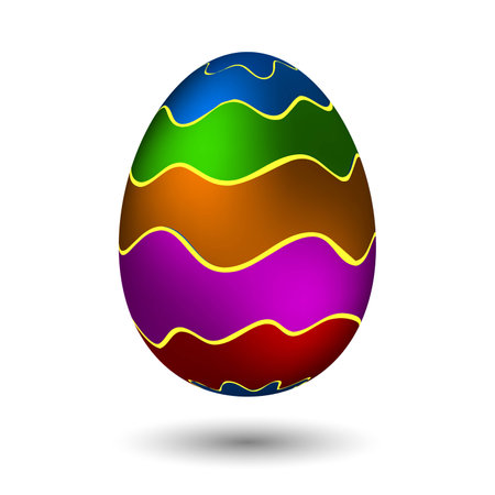 Multicolored Easter egg on white background. Vector illustrationのイラスト素材