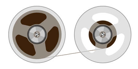 Two reels with a tape. Vector illustrationのイラスト素材