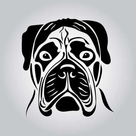 Portrait of a dog of the bull mastiff breed. Vector illustrationのイラスト素材