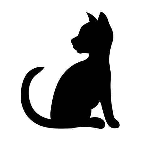 Black silhouette of a sitting cat. Vector illustrationのイラスト素材