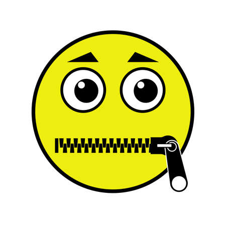 Smiley with zip fastened mouth. Vector illustrationのイラスト素材