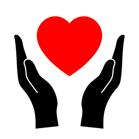 Hands that protect the heart. The concept of health and medicine. Vector illustrationのイラスト素材