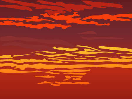 Red orange sky after sunset. Vector illustrationのイラスト素材