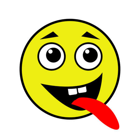 A cheerful smiley shows the tongue. Vector illustrationのイラスト素材